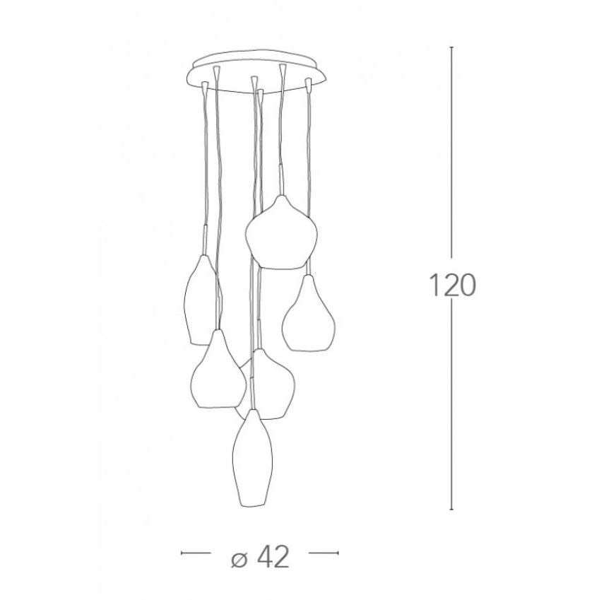 Sospensione in vetro trasparente e bianco satinato struttura in metallo cromo 6XG9 non incl. SKYLINE/S6 Sospensione in vetro trasparente e bianco satinato struttura in metallo cromo 6XG9 non incl. SKYLINE/S6